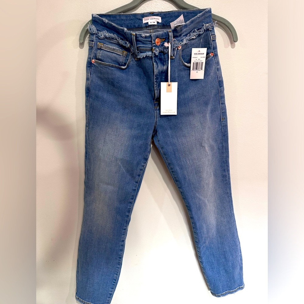 Good American Blue Ankle Cropped Jeans